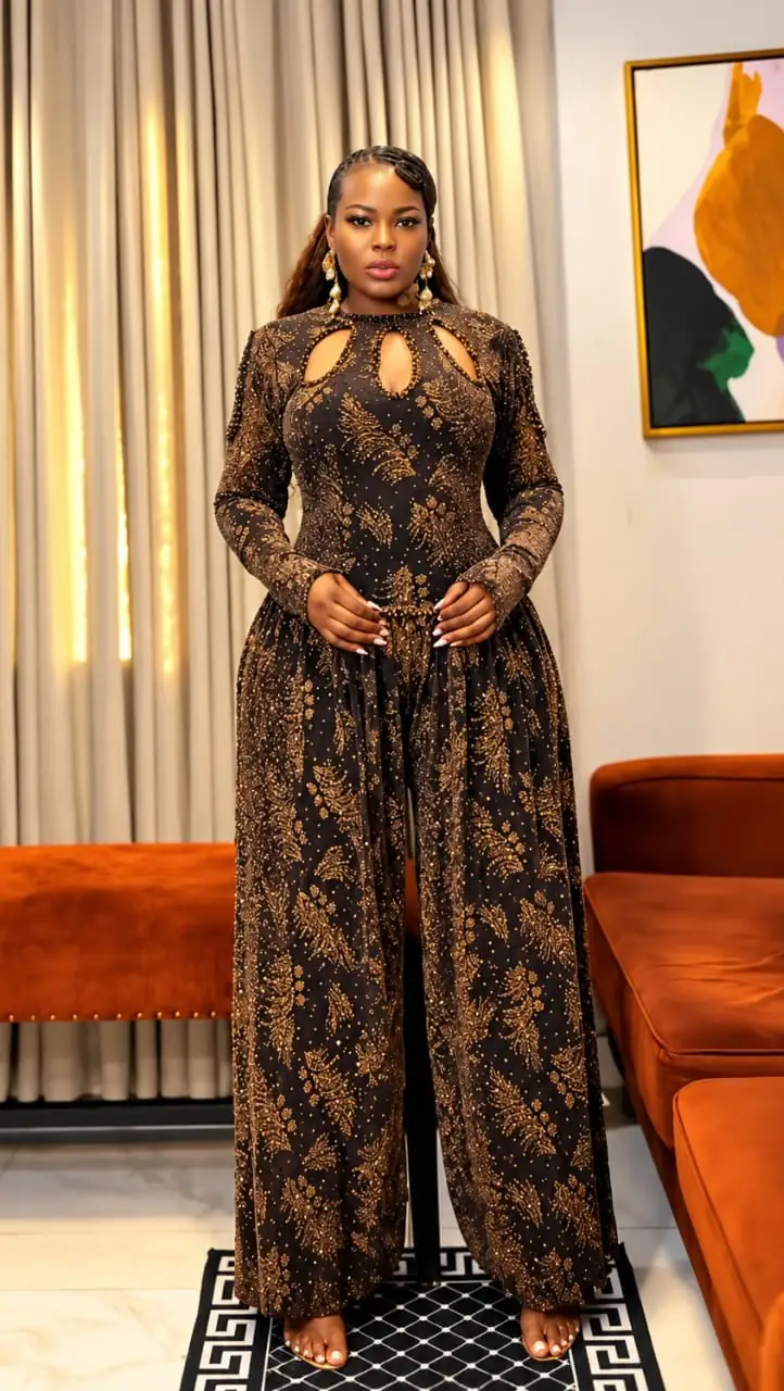 Print keyhole jumpsuit